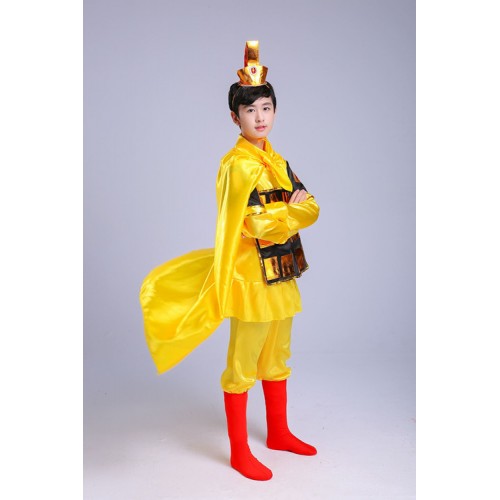 Children's Chinese ancient soldiers warrior costumes boys armor drama cosplay performance clothing flower Mulan generals clothing